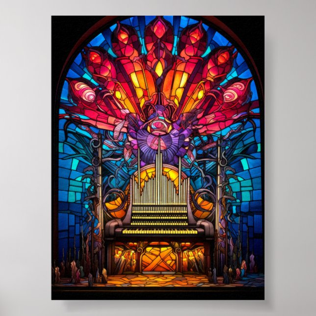 Jugendstil-Orgel-Buntglasdesign Poster (Vorne)