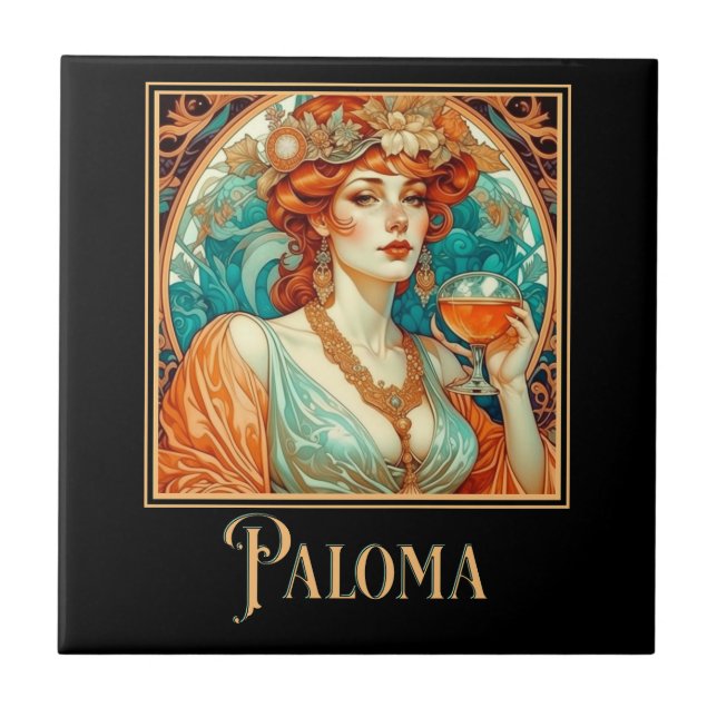Jugendstil Paloma  Fliese (Vorderseite)