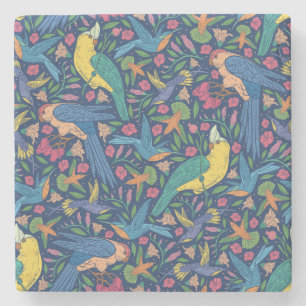 Jugendstil-Papageienmuster Steinuntersetzer