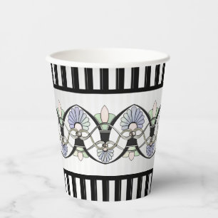 Jugendstil-Pastell-Muscheln, Lilien und Schwarze A Pappbecher