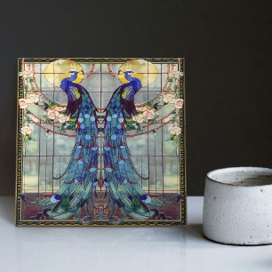 Jugendstil Pfau Liebesvögel Rosen Rebe Schaukel Fliese