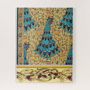 Jugendstil Pfau Textil Deco Verneuil Blau