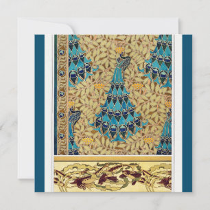 Jugendstil Pfau Textil Deco Verneuil Blau