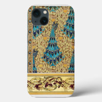 Jugendstil Pfau Textil Deco Verneuil Blau