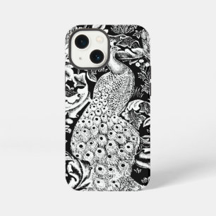 Jugendstil Pfauen Druck, Schwarz und Weiß iPhone Hülle