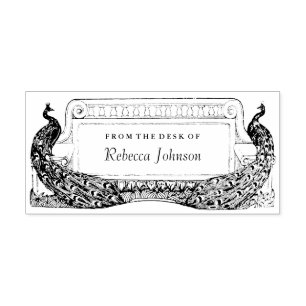 Jugendstil Pfauen Etikett oder Schreibwaren Gummistempel