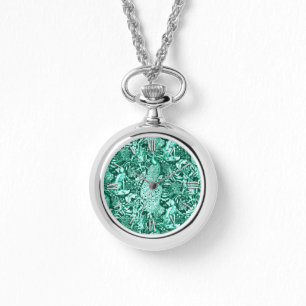 Jugendstil-Pfauendruckerei, Türkis und Aqua Armbanduhr