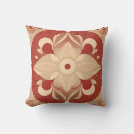 Jugendstil-Pillow Rot und Beige Kissen