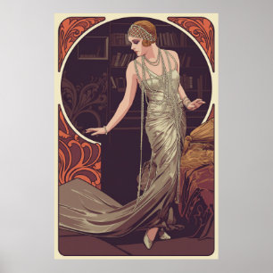Jugendstil-Porträt von Lili Damita Poster