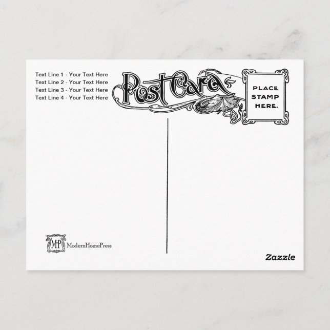 Jugendstil-Postkarte zurück, individuell einstellb Postkarte (Rückseite)