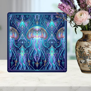 Jugendstil Qualle Kosmischer Ozean Muster Lila Fliese