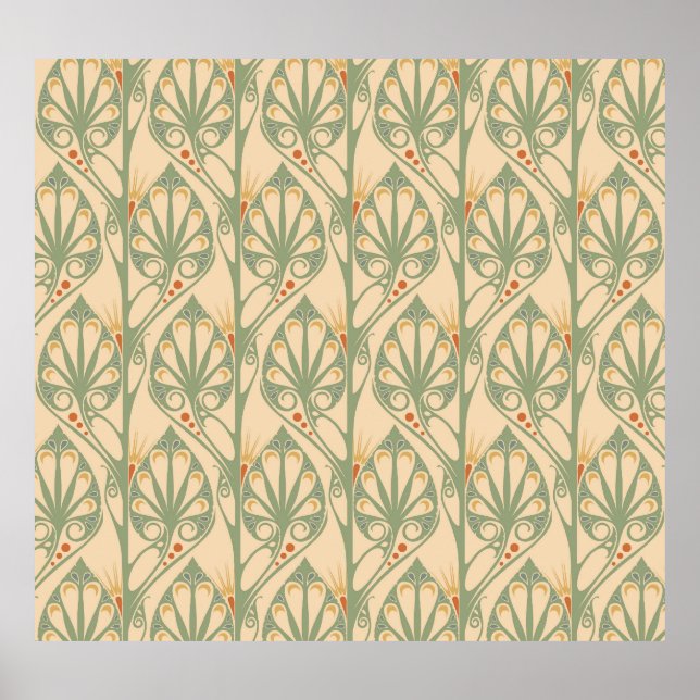 Jugendstil, Retro-Tapete-Design. Poster (Vorne)