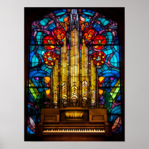 Jugendstil-Röhrenorgel-Buntglasfenster-Kunst Poster