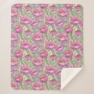 Jugendstil-Rosa-Rainunculus Sherpadecke