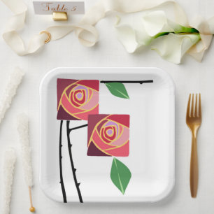Jugendstil-Rose Pappteller