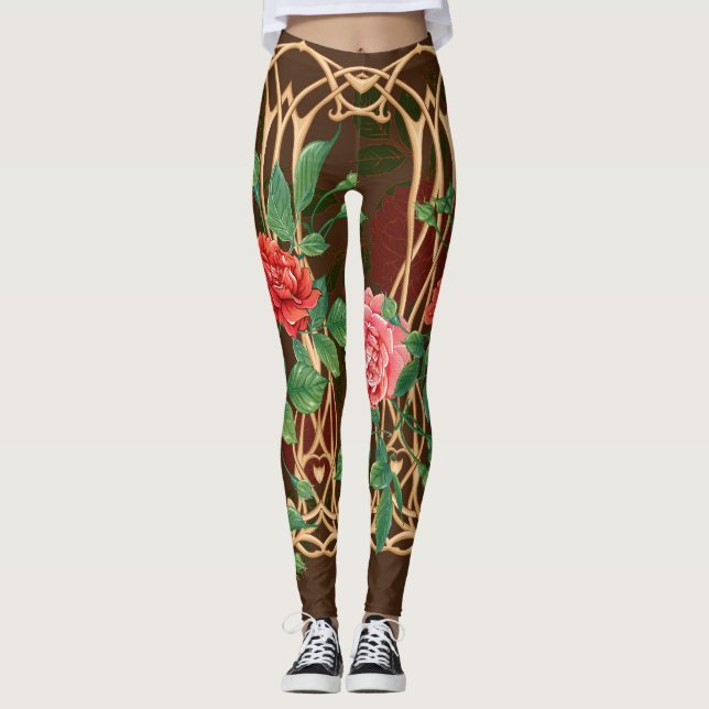 Jugendstil-Rose: Wicker Imitation Leggings (Vorderseite)