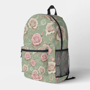 Jugendstil-Rosen in Schattierungen von staubigem R Bedruckter Rucksack