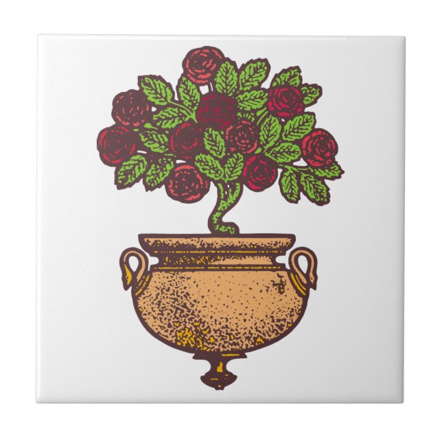 Jugendstil-Rosenbaum-Blumenmuster Fliese (Vorderseite)
