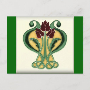Jugendstil-Rosenfliese Postkarte