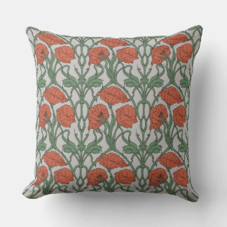 Jugendstil Roter Mohn Blumenprint Kissen