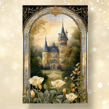 Jugendstil-Schloss Floral Blue n Gold Ephemera 2B