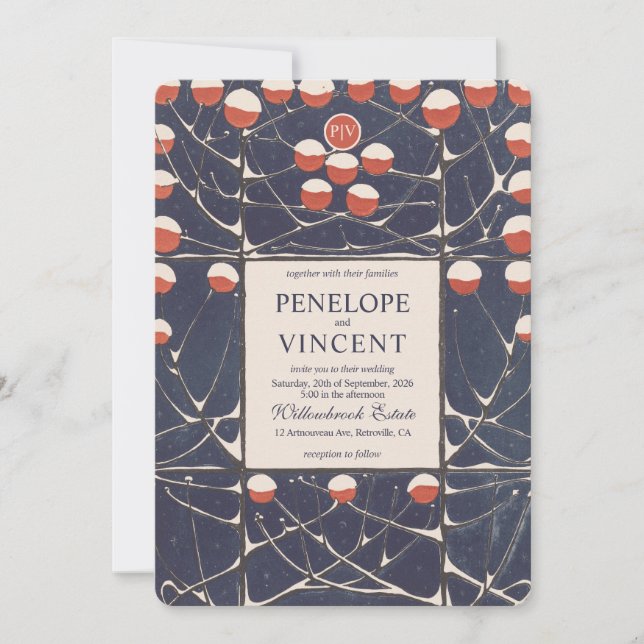 Jugendstil-Schneeberge Einladung (Vorderseite)