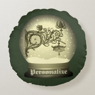 Jugendstil-Schneekugel Rundes Kissen