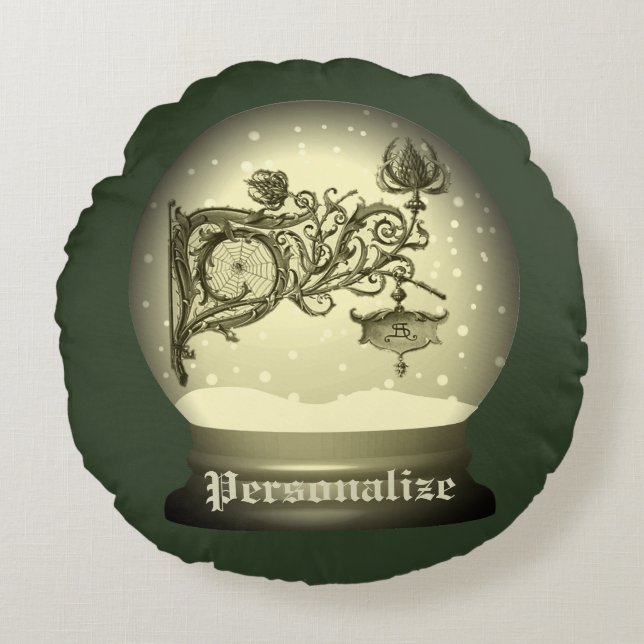 Jugendstil-Schneekugel Rundes Kissen (Vorderseite)
