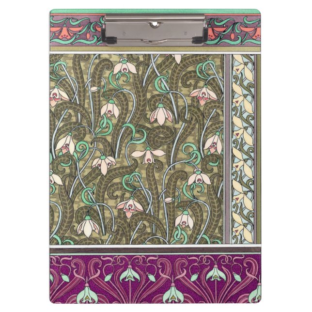 Jugendstil-Schneeschuhwanderung Blume verneuil lil Klemmbrett (Vorderseite)