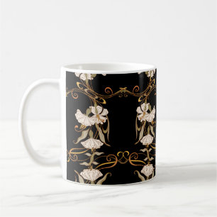 Jugendstil: Schwarz-Gold Vintag. Kaffeetasse
