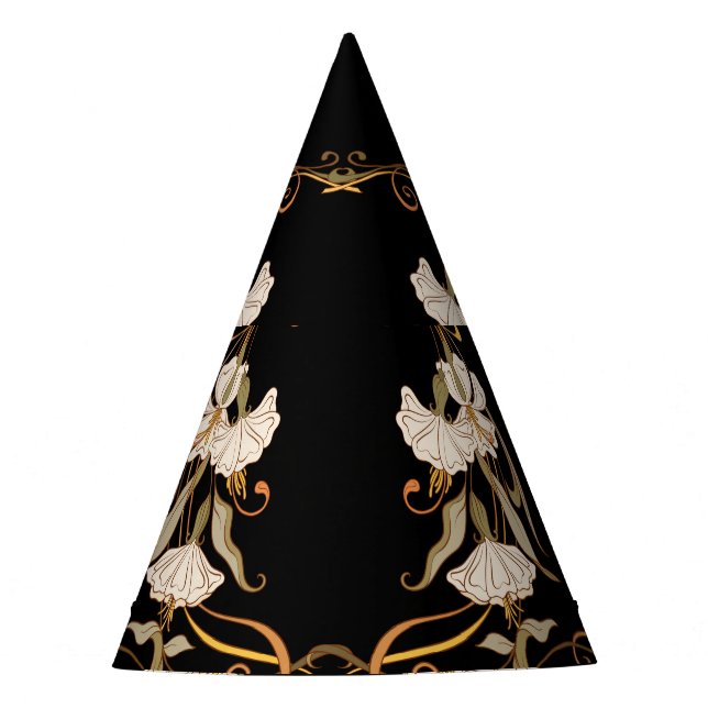 Jugendstil: Schwarz-Gold Vintag. Partyhütchen (Vorderseite)
