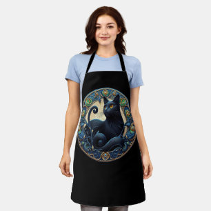 Jugendstil Schwarze Katze Keltischer Küchenschurz Schürze
