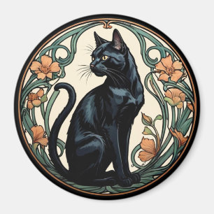 Jugendstil Schwarze Katze Magnet