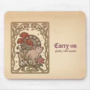 Jugendstil-Schwein-Mohn-Torbogen-Mauspad Mousepad