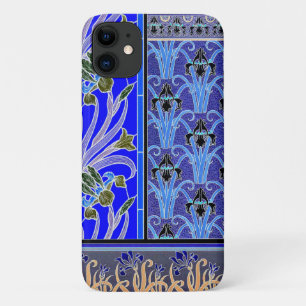 Jugendstil-Schwertlilie-Blume elegant vintage blau Case-Mate iPhone Hülle
