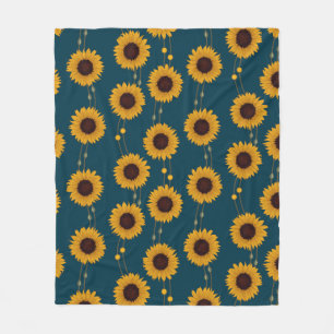 Jugendstil-Sonnenblume Retro-Blumenstreifen Gelb Fleecedecke