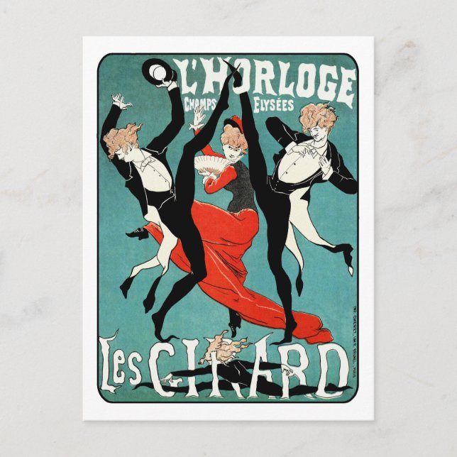 Jugendstil-Tanz-Bild von Jules Cheret Postkarte (Vorderseite)