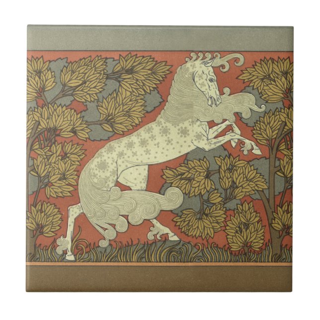 Jugendstil tänzelndes Pferd Fliese (Vorderseite)