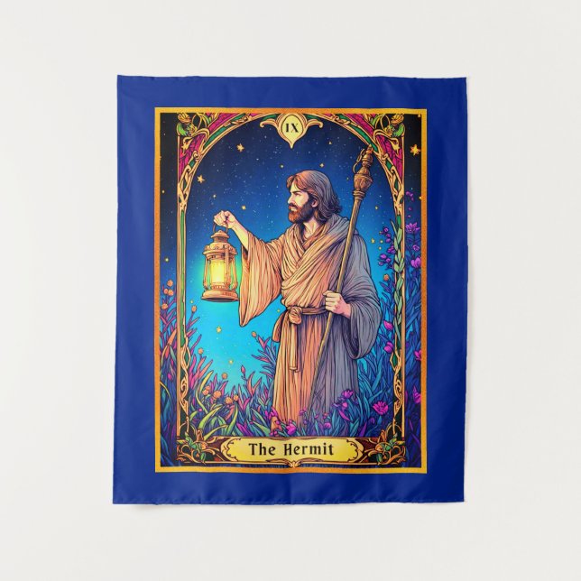 Jugendstil-Tarot-Karte: Der Eingeweihte Wandteppich (Vorderseite)