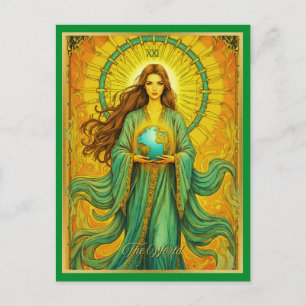Jugendstil-Tarotkarte Die Welt Postkarte