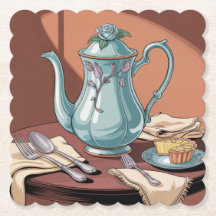 Jugendstil-Teapot Untersetzer Set