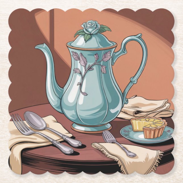 Jugendstil-Teapot Untersetzer Set (Vorderseite)