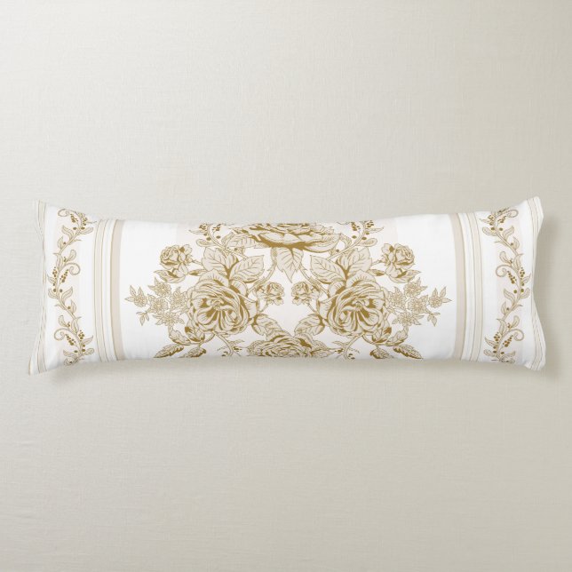 Jugendstil,Toile,Blumen,Muster,Beige,Chic,elegant Seitenschläferkissen (Vorderseite)