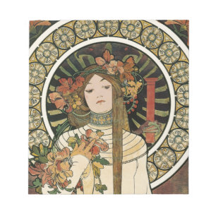 Jugendstil Trappistine Mucha Kunst Notizblock
