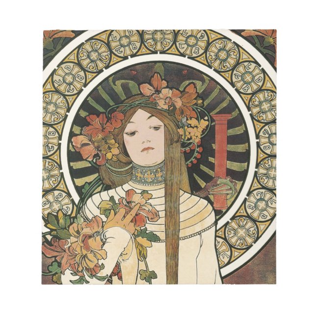 Jugendstil Trappistine Mucha Kunst Notizblock (Vorderseite)