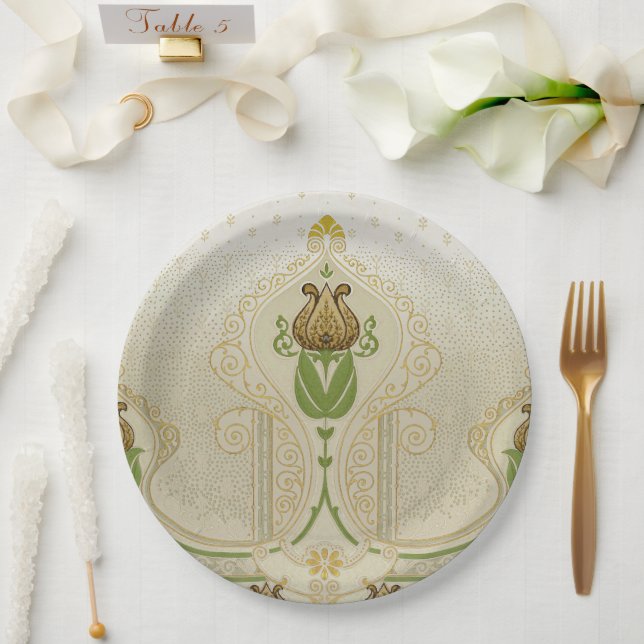 Jugendstil Tulips Delikatessen Wirbel Brautparty Pappteller (Hochzeit)