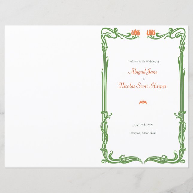 Jugendstil-Tulpen-Hochzeitsprogramm (Vorderseite)