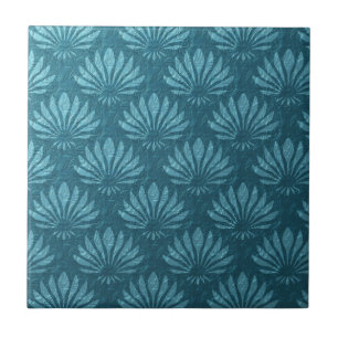 Jugendstil, Türkis, metallisch, Art Deco, Fächer-M Fliese