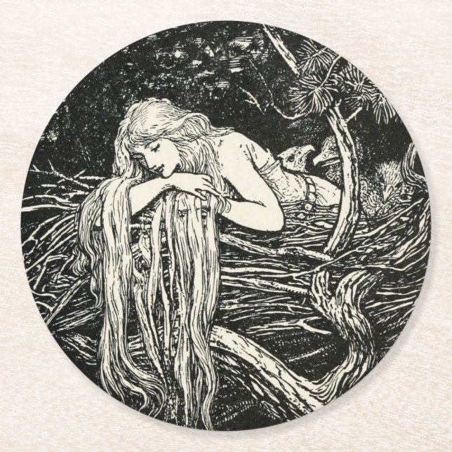 Jugendstil-Untersetzer Runder Pappuntersetzer (Vorderseite)