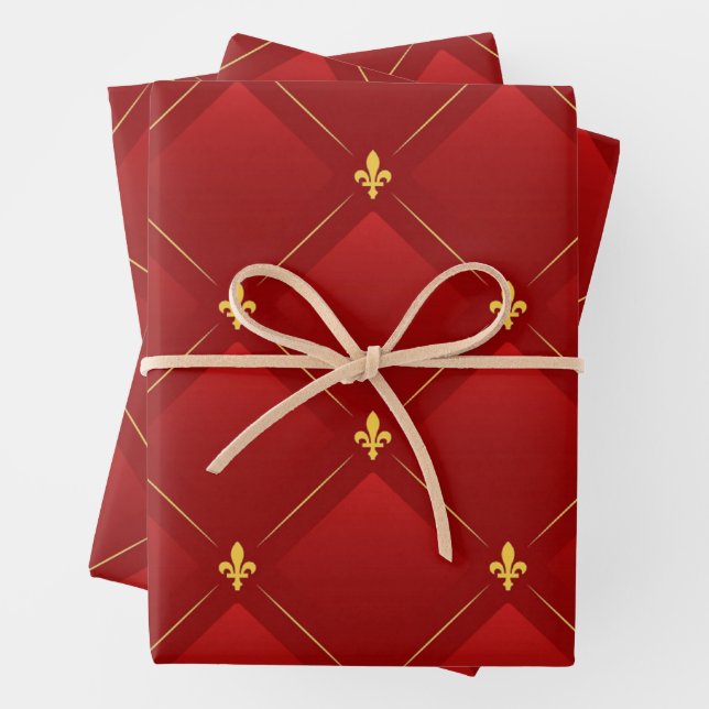 Jugendstil-Urlaub in Rot und Gold Geschenkpapier Set (Beispiel)